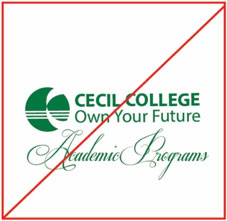 Cecil College logo in an unapproved lockup
