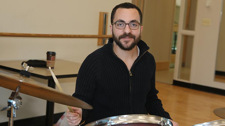 Percussions instructor Ben Goldman on his drums