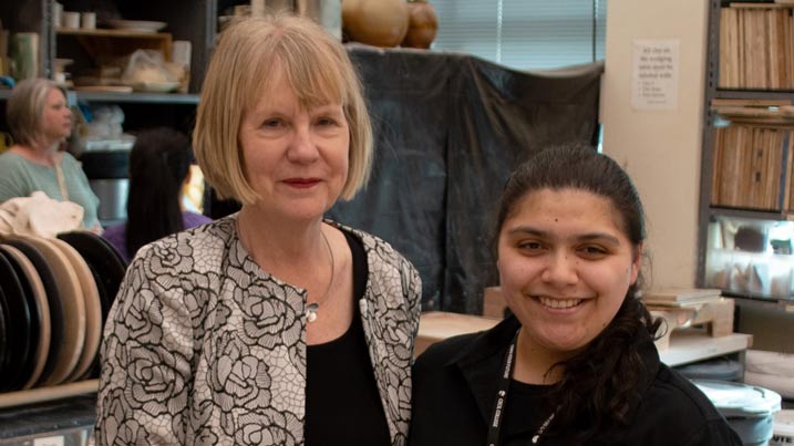 Cecil College President Dr. Mary Way Bolt has her photograph taken with Melissa Zagarella.