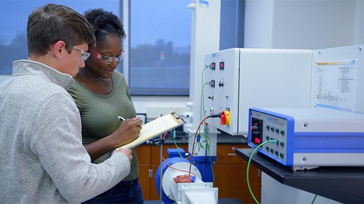 Photo of Students in the Engineering and Math building studying engineering at Cecil College.