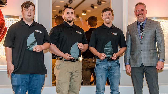 Seen here receiving an award for perfect attendance are Gregory Howe, Paul Carter, James Berry, Charles Hayden, HACC of MD board member and Chair of the Education Committee.