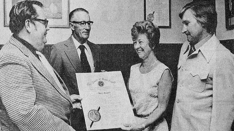 Mary Maloney receiving her certificate of office