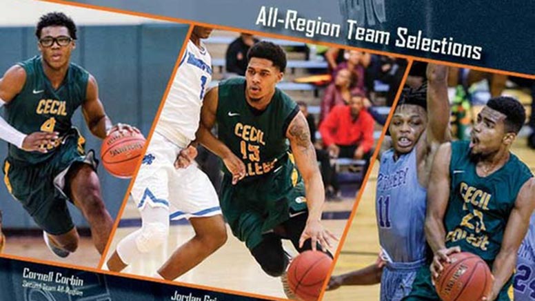 Three members of the men's basketball team selected to the All-Region 20 team