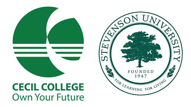 This image is of the logos for Cecil College and Stevenson University.