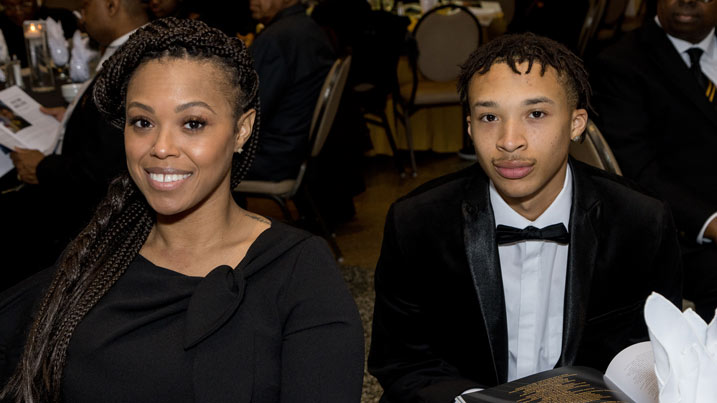 Keshawn Gardner seen here with his mother during the annual awards banquet.