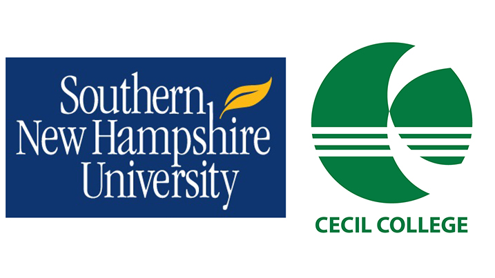College logos for Cecil College and Southern New Hampshire University