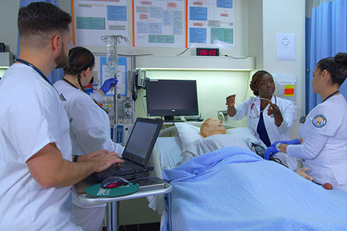 Healthcare students in a classroom.