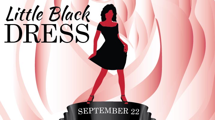 Woman wearing a black dress.
