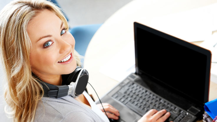 Student using a computer.